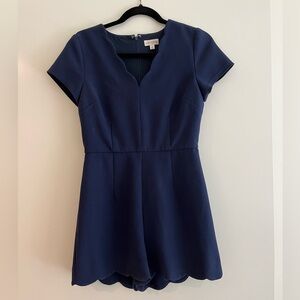 Navy Scalloped Sexy Romper